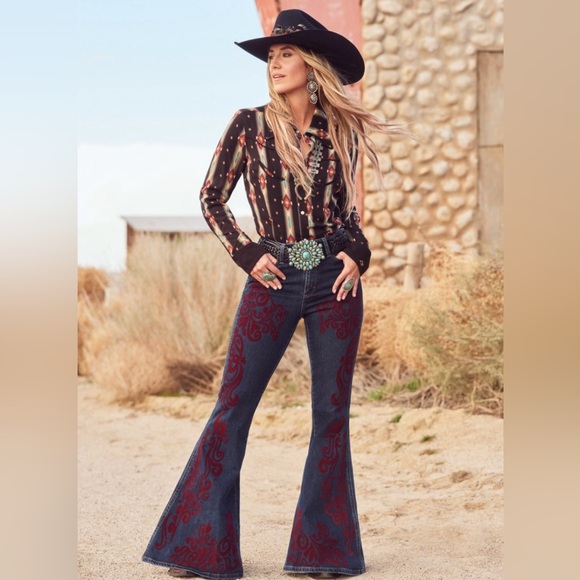 Southwestern Rustic Cowgirl Lucky & Blessed long Layering Tunic Shacket Plus 3 X - Picture 6 of 7